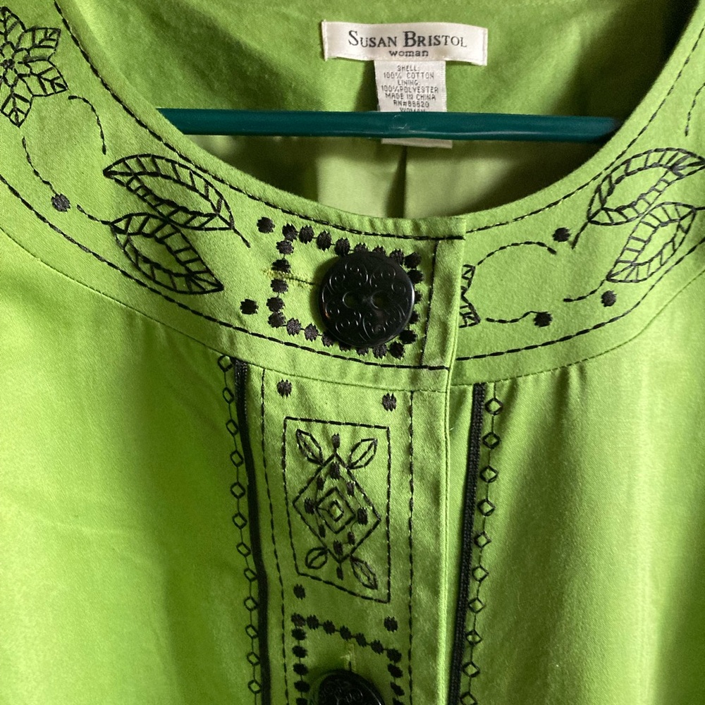 SUSAN BRISTOL Embroidered 💯 Percent Cotton Jacket Size 3X - Picture 3 of 8